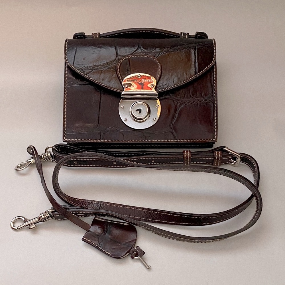 Dooney & Bourke Baby Brief ALTO Croc Emb LeatherTop strap/Belt/Shoulder Strap 🇮🇹